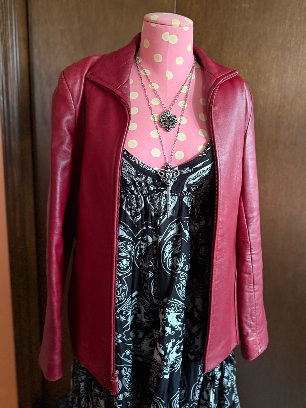 Red Leather Moto Jacket